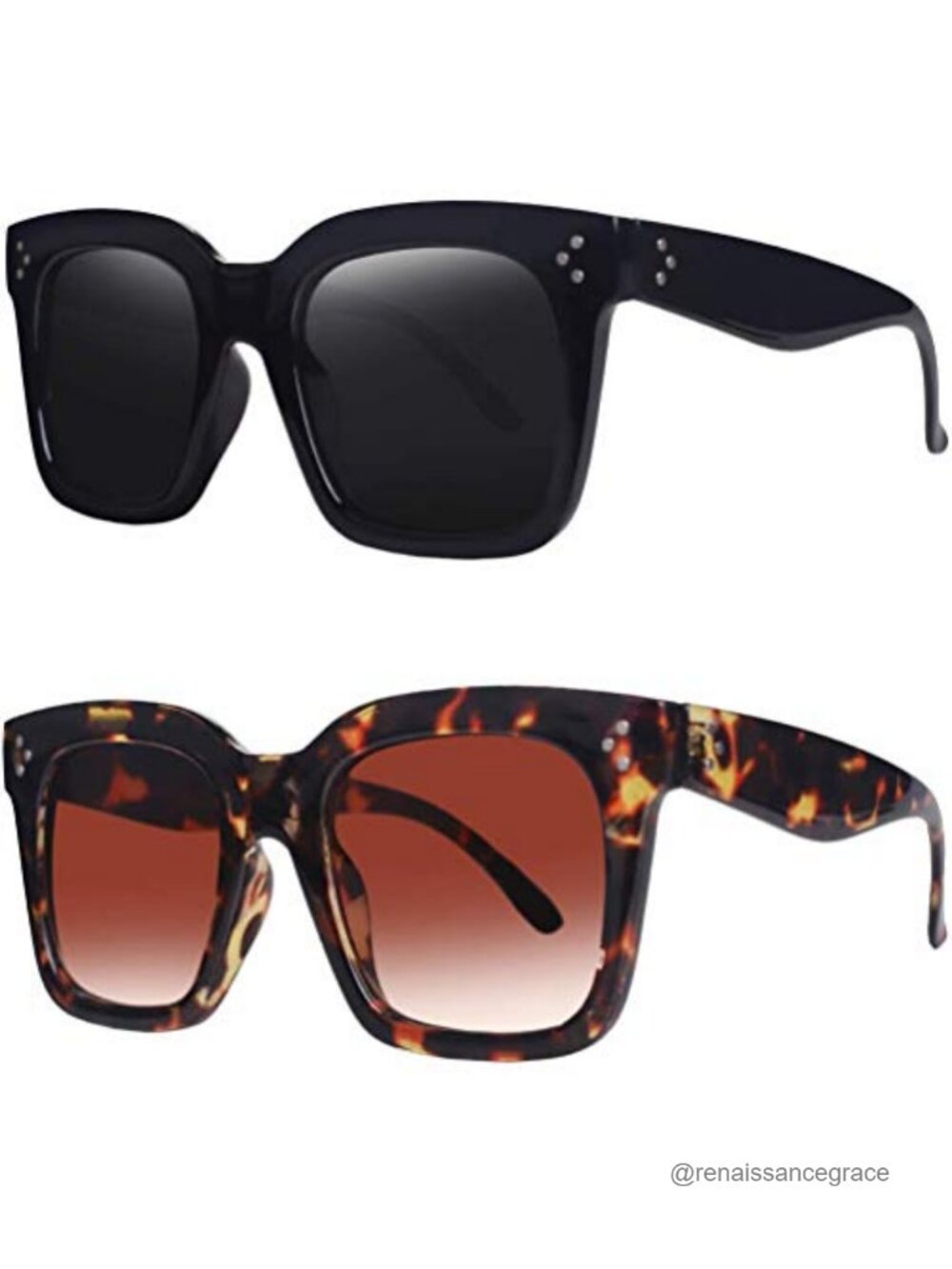 Vintage Oversized Square Sunglasses UV400 Retro Shades